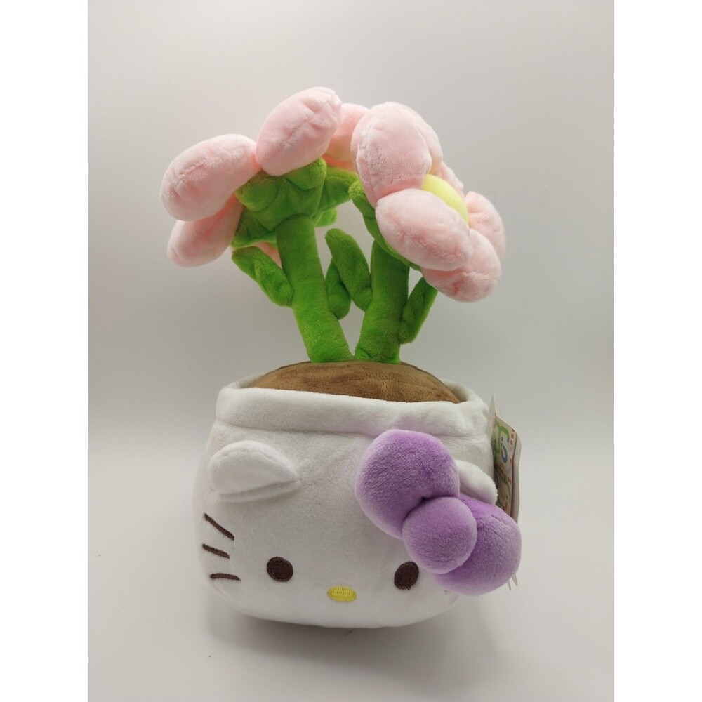 Authentic Sanrio Hello Kitty Flowerpot Plush Potted Pink Flower Purple Bow JHWH